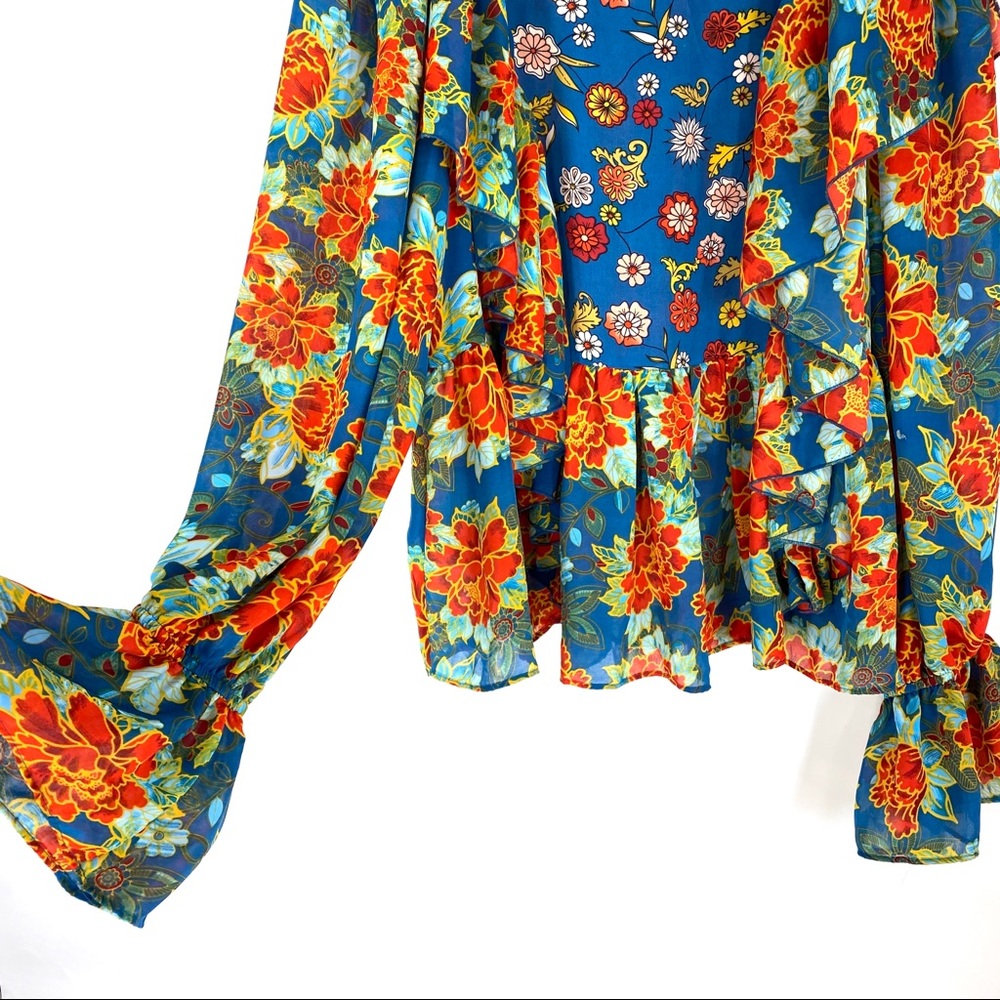 Belle Vere Ruffled Floral Boho Top Size M - Picture 2 of 4